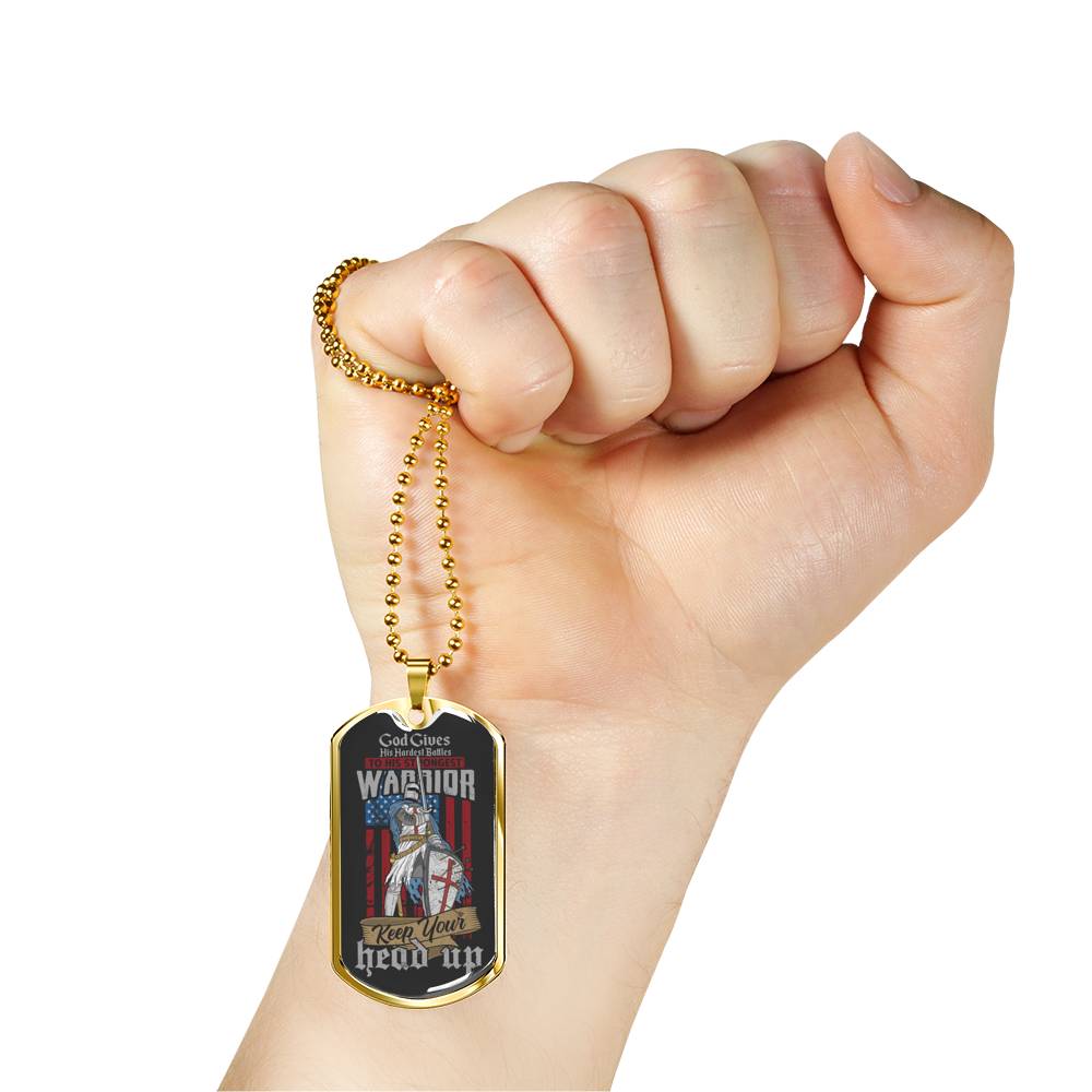 Warrior For God Ephesians Necklace Stainless Steel or 18k Gold Dog Tag W 24"-Express Your Love Gifts
