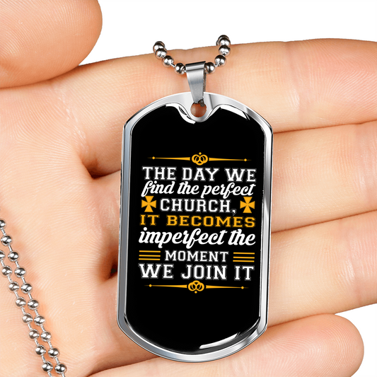 We Find The Perfect Church Christian Necklace Stainless Steel or 18k Gold Dog Tag 24" Chain-Express Your Love Gifts