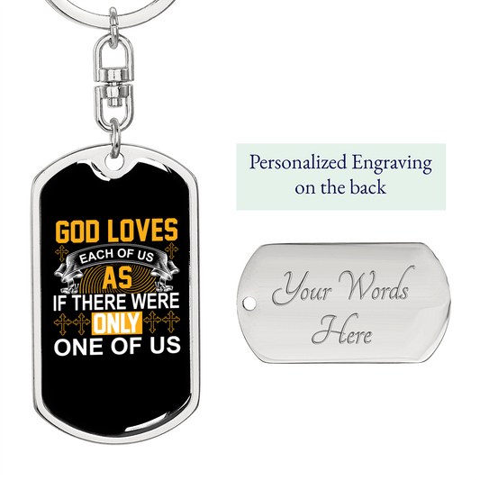 Were Only One Keychain Stainless Steel or 18k Gold Dog Tag Keyring-Express Your Love Gifts