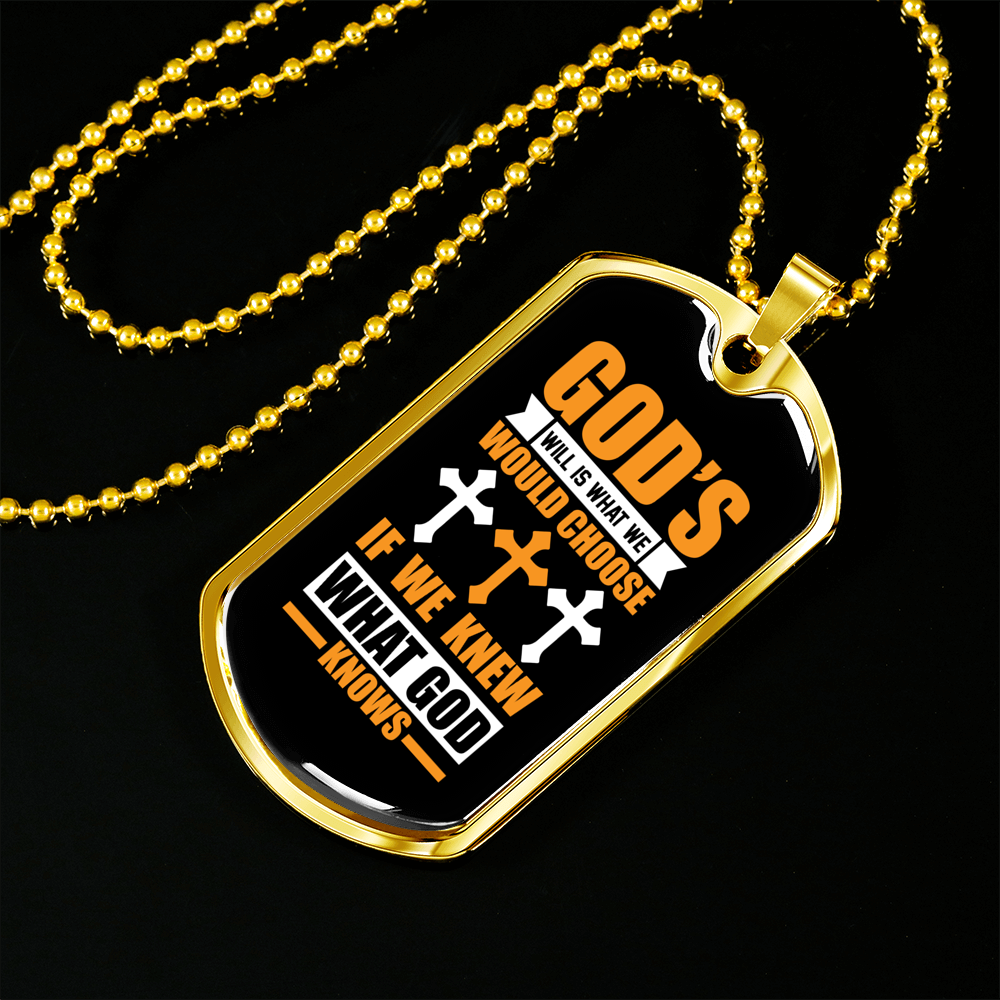 What God Knows Christian Necklace Stainless Steel or 18k Gold Dog Tag 24" Chain-Express Your Love Gifts