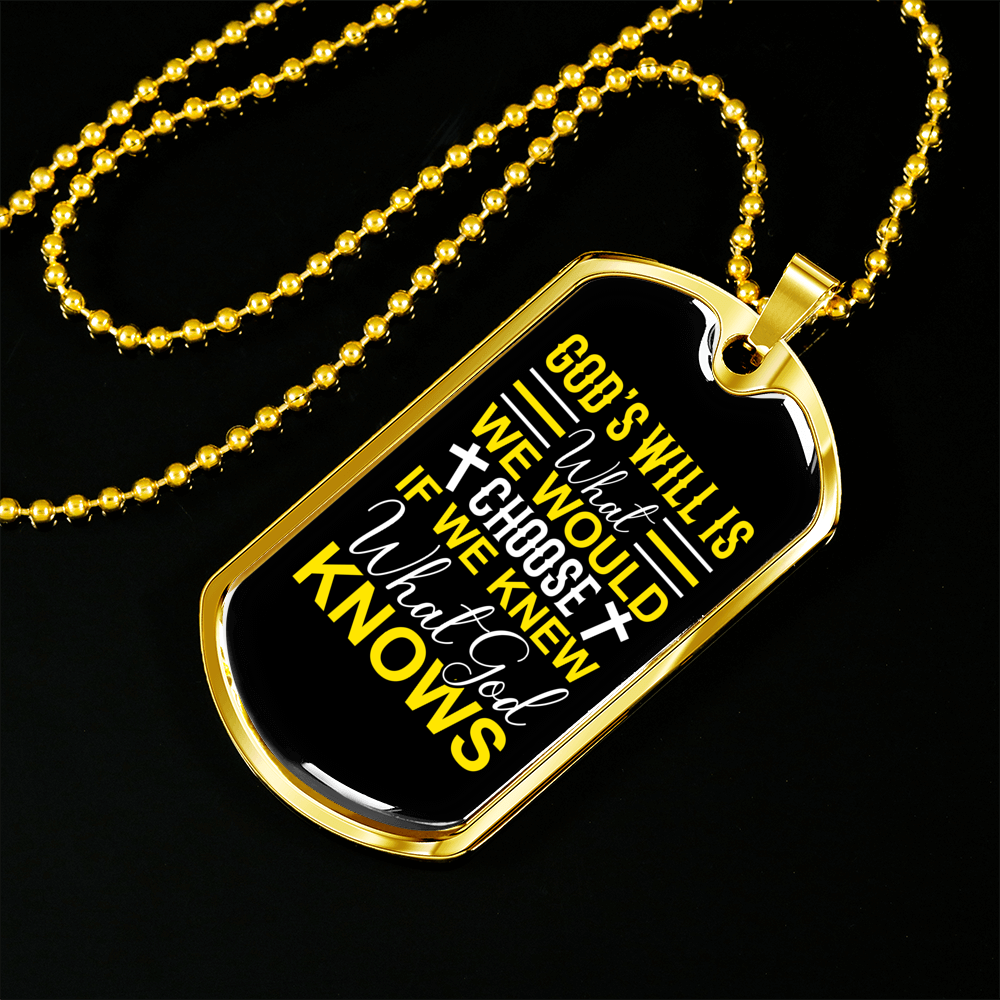 What God Knows Necklace Stainless Steel or 18k Gold Dog Tag 24" Chain-Express Your Love Gifts