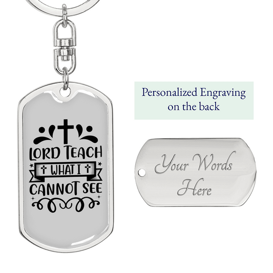 What I Cannot See Cross Keychain Stainless Steel or 18k Gold Dog Tag Keyring-Express Your Love Gifts