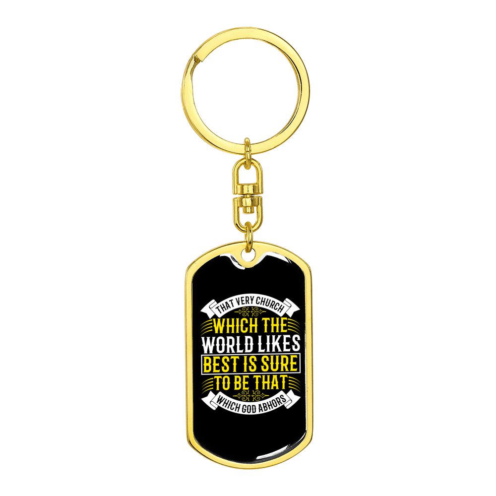 Which God Abhors Stainless Steel or 18k Gold Premium Swivel Dog Tag Keychain