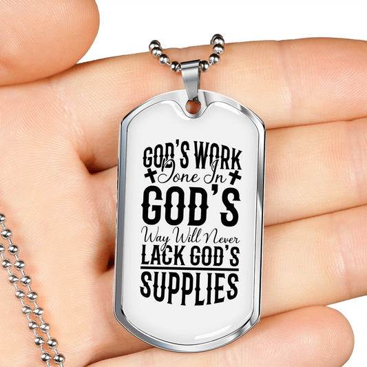 Will Never Lack Christian Necklace Stainless Steel or 18k Gold Dog Tag 24" Chain-Express Your Love Gifts