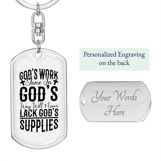 Will Never Lack Keychain Stainless Steel or 18k Gold Dog Tag Keyring-Express Your Love Gifts