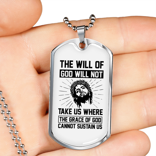 Will Of God Christian Necklace Stainless Steel or 18k Gold Dog Tag 24" Chain-Express Your Love Gifts
