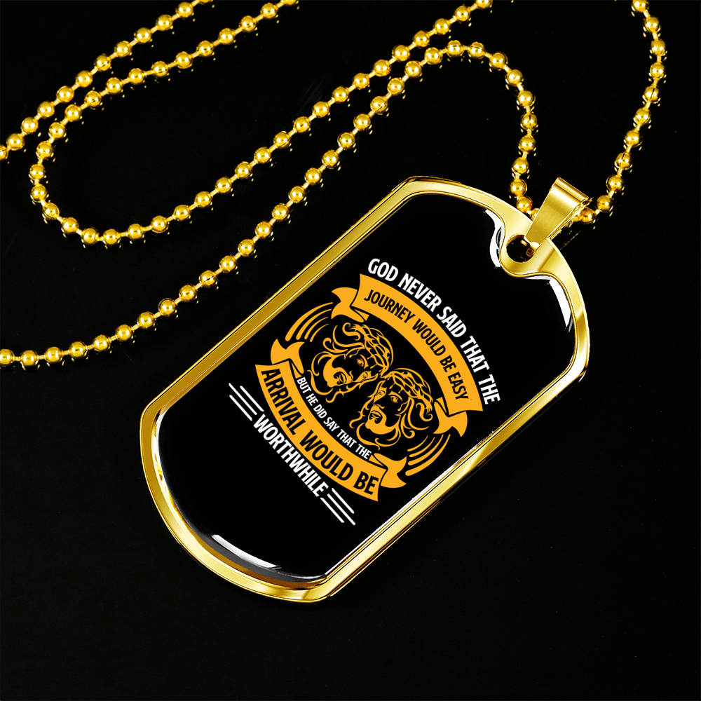 Would Be Worthwhile Christian Necklace Stainless Steel or 18k Gold Dog Tag 24" Chain-Express Your Love Gifts