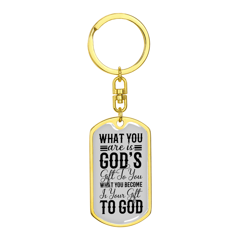 You Are God's Stainless Steel or 18k Gold Premium Swivel Dog Tag Keychain