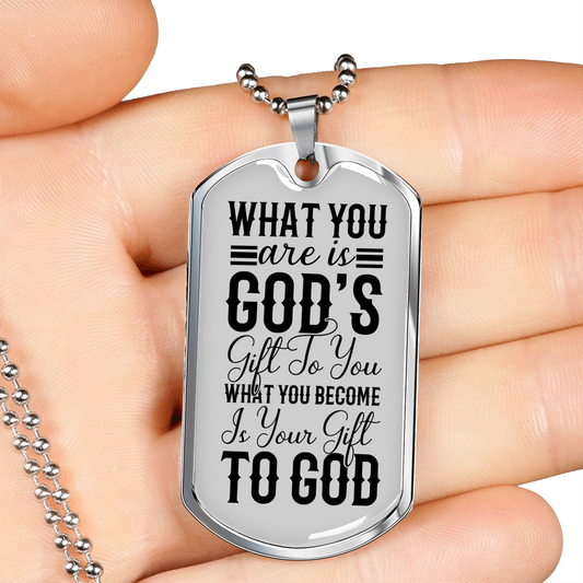 You Are Gods Gift Christian Necklace Stainless Steel or 18k Gold Dog Tag 24" Chain-Express Your Love Gifts
