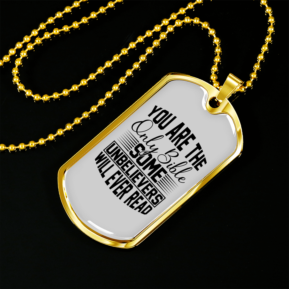 You Are The Bible Christian Necklace Stainless Steel or 18k Gold Dog Tag 24" Chain-Express Your Love Gifts