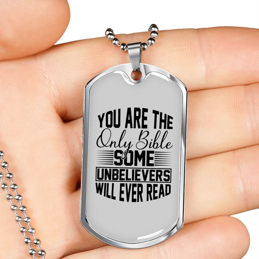 You Are The Bible Christian Necklace Stainless Steel or 18k Gold Dog Tag 24" Chain-Express Your Love Gifts
