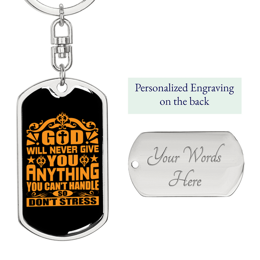 You Can'T Handle Keychain Stainless Steel or 18k Gold Dog Tag Keyring-Express Your Love Gifts