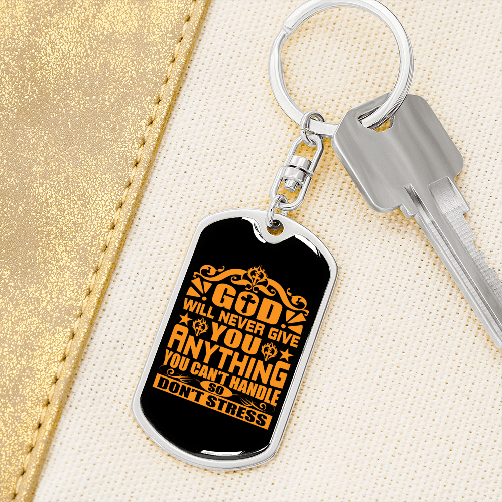 You Can'T Handle Keychain Stainless Steel or 18k Gold Dog Tag Keyring-Express Your Love Gifts
