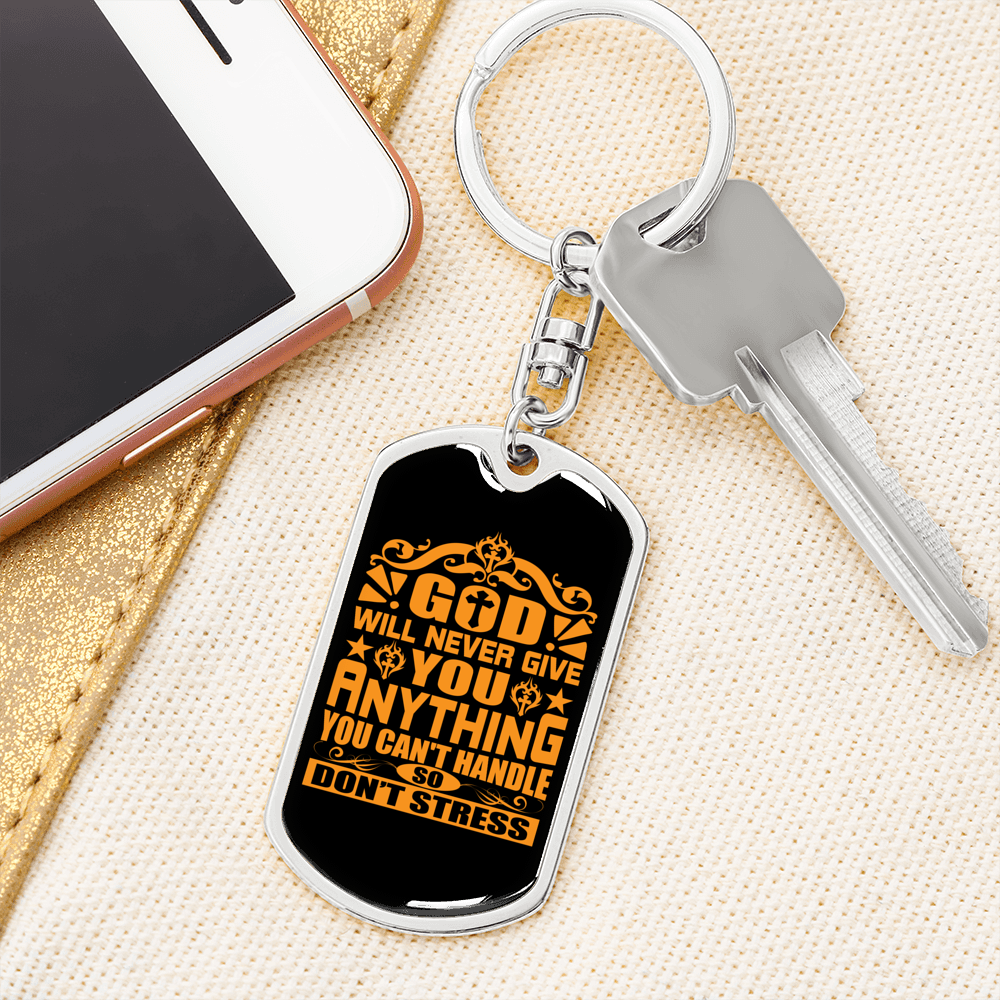 You Can'T Handle Keychain Stainless Steel or 18k Gold Dog Tag Keyring-Express Your Love Gifts