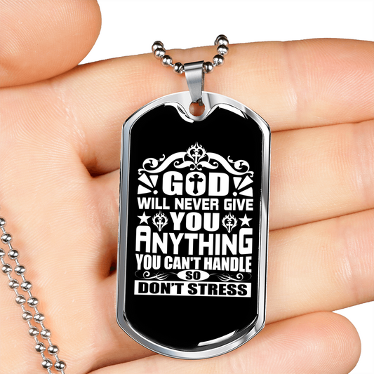You Can't Handle Necklace Stainless Steel or 18k Gold Dog Tag 24" Chain-Express Your Love Gifts