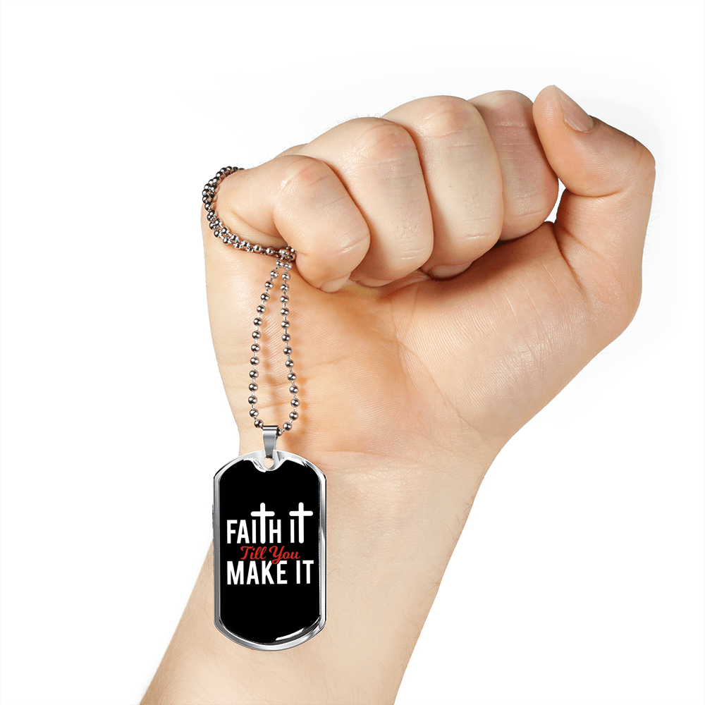 You Make It Necklace Stainless Steel or 18k Gold Dog Tag 24" Chain-Express Your Love Gifts
