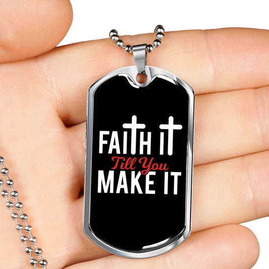 You Make It Necklace Stainless Steel or 18k Gold Dog Tag 24" Chain-Express Your Love Gifts