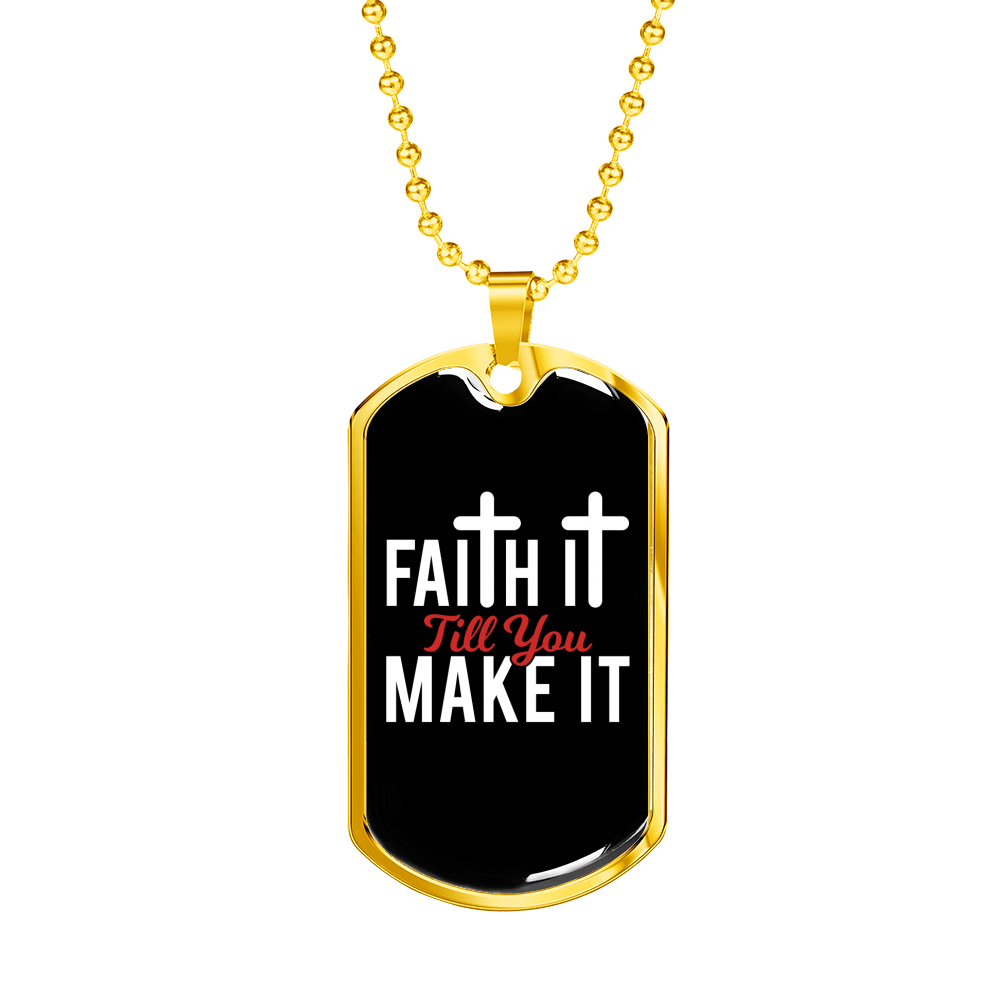 You Make It Necklace Stainless Steel or 18k Gold Dog Tag 24" Chain-Express Your Love Gifts