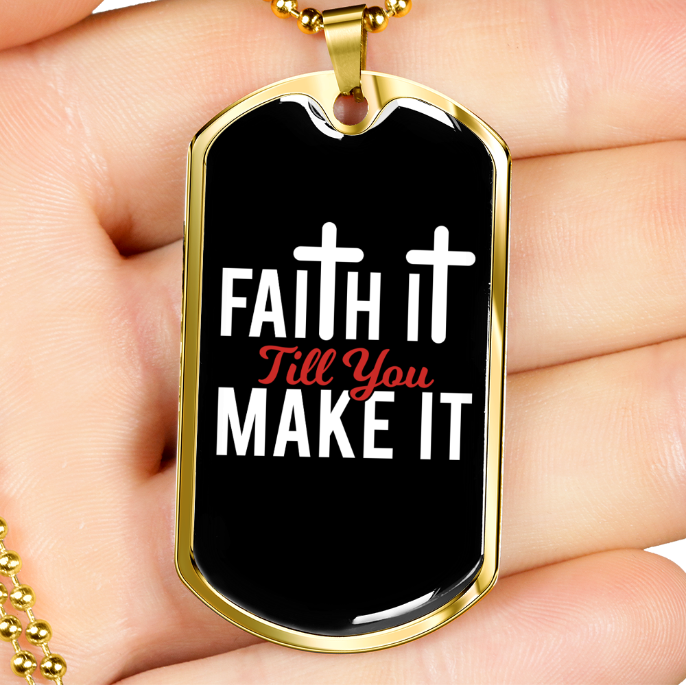 You Make It Necklace Stainless Steel or 18k Gold Dog Tag 24" Chain-Express Your Love Gifts