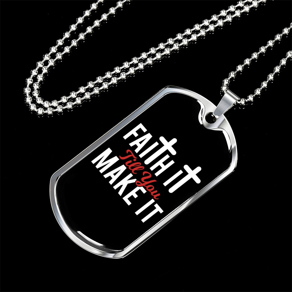 You Make It Necklace Stainless Steel or 18k Gold Dog Tag 24" Chain-Express Your Love Gifts