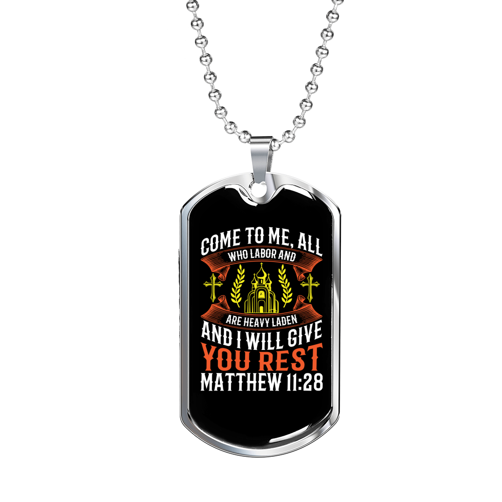 You Rest Christian Necklace Stainless Steel or 18k Gold Dog Tag 24" Chain-Express Your Love Gifts
