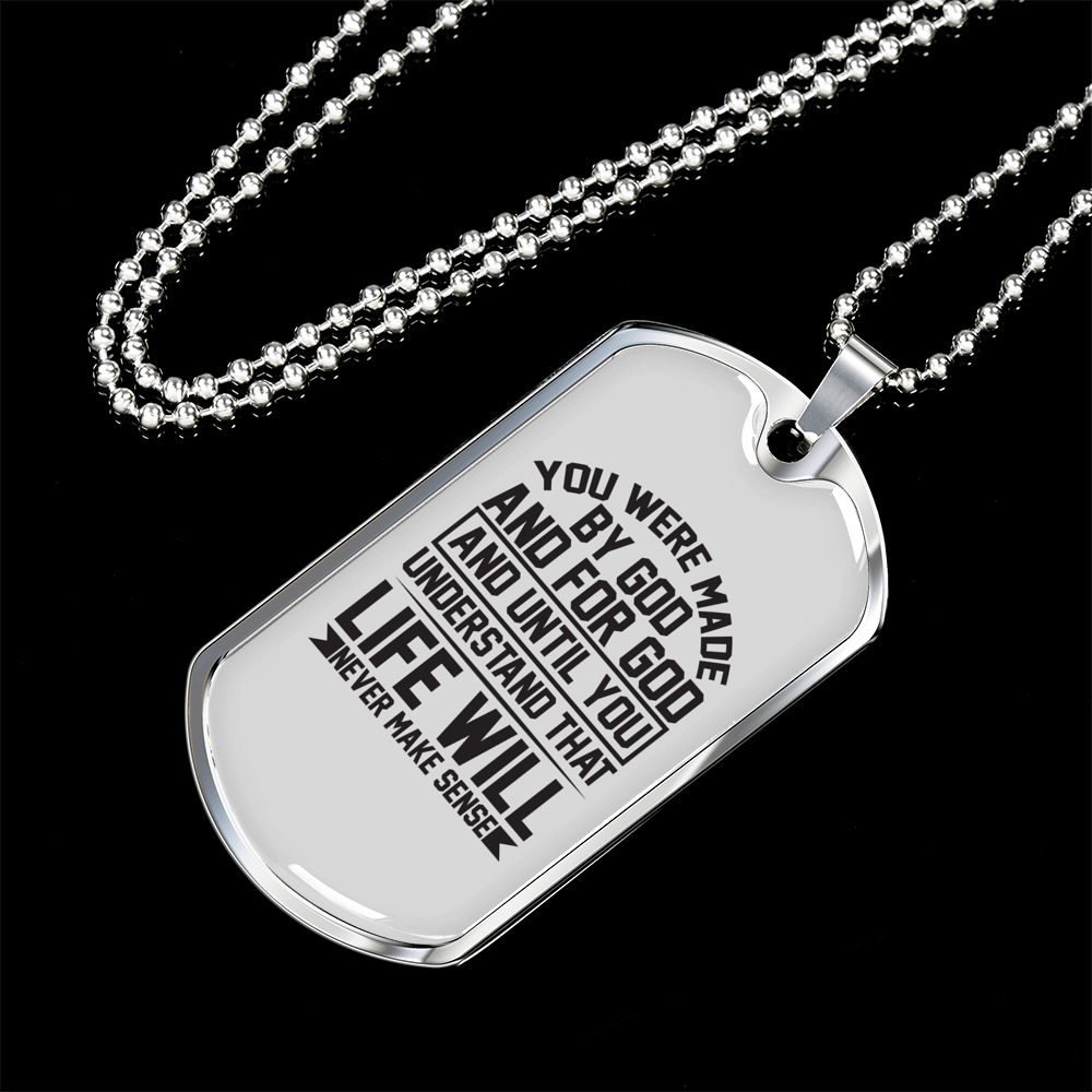You Were Made By God Christian Necklace Stainless Steel or 18k Gold Dog Tag 24" Chain-Express Your Love Gifts