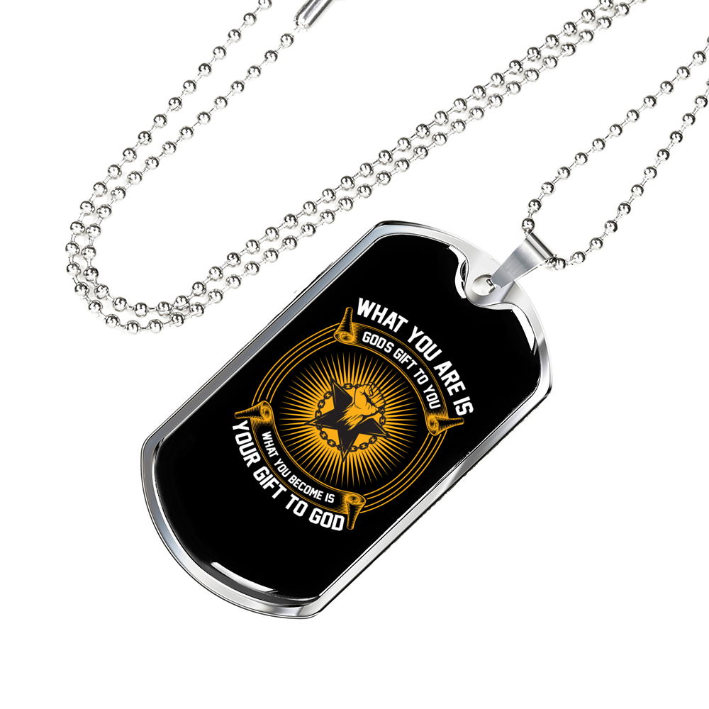 Your Gift To God Christian Necklace Stainless Steel or 18k Gold Dog Tag 24" Chain-Express Your Love Gifts