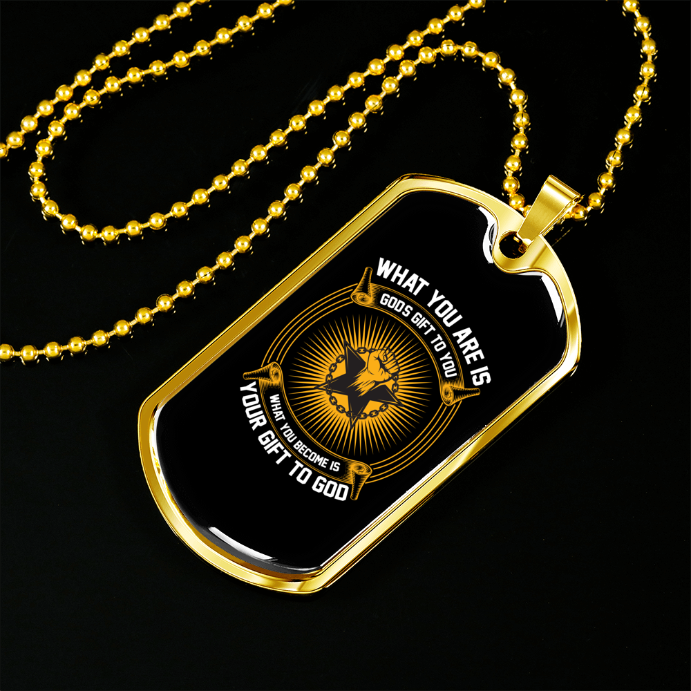 Your Gift To God Christian Necklace Stainless Steel or 18k Gold Dog Tag 24" Chain-Express Your Love Gifts