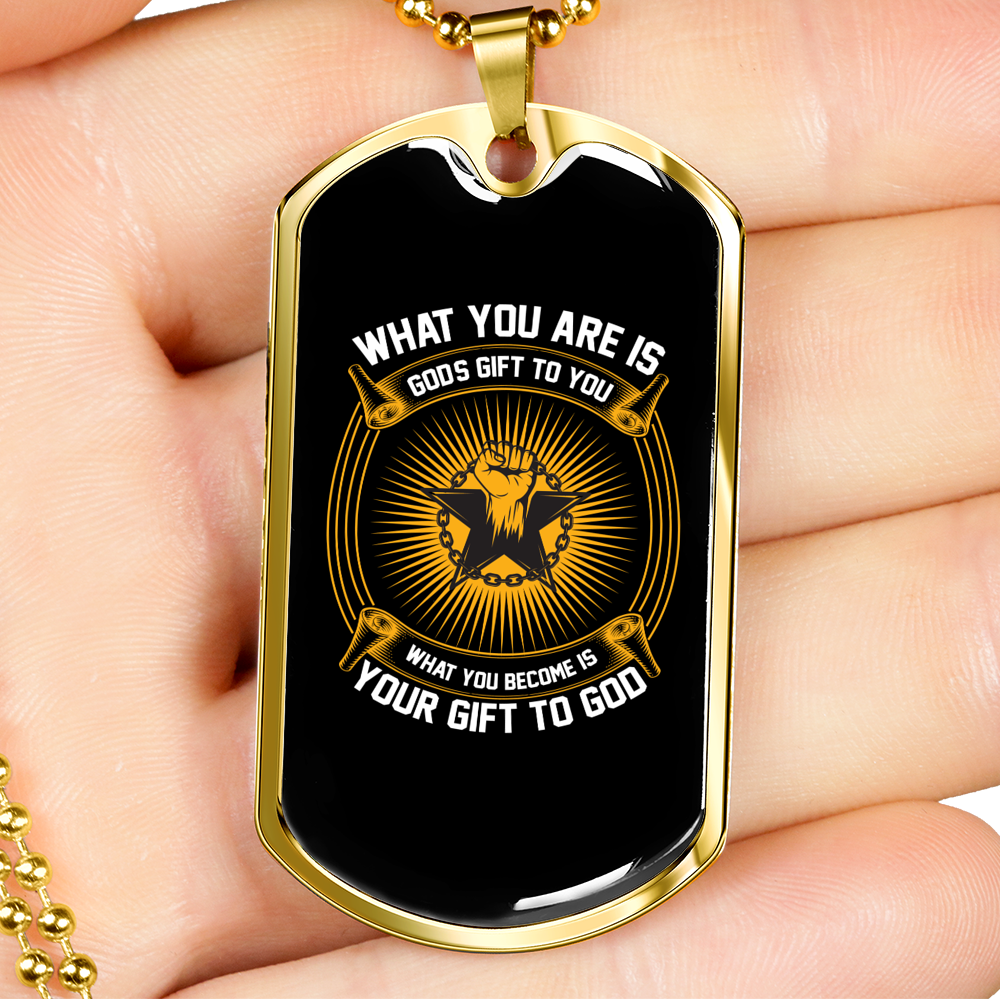 Your Gift To God Christian Necklace Stainless Steel or 18k Gold Dog Tag 24" Chain-Express Your Love Gifts