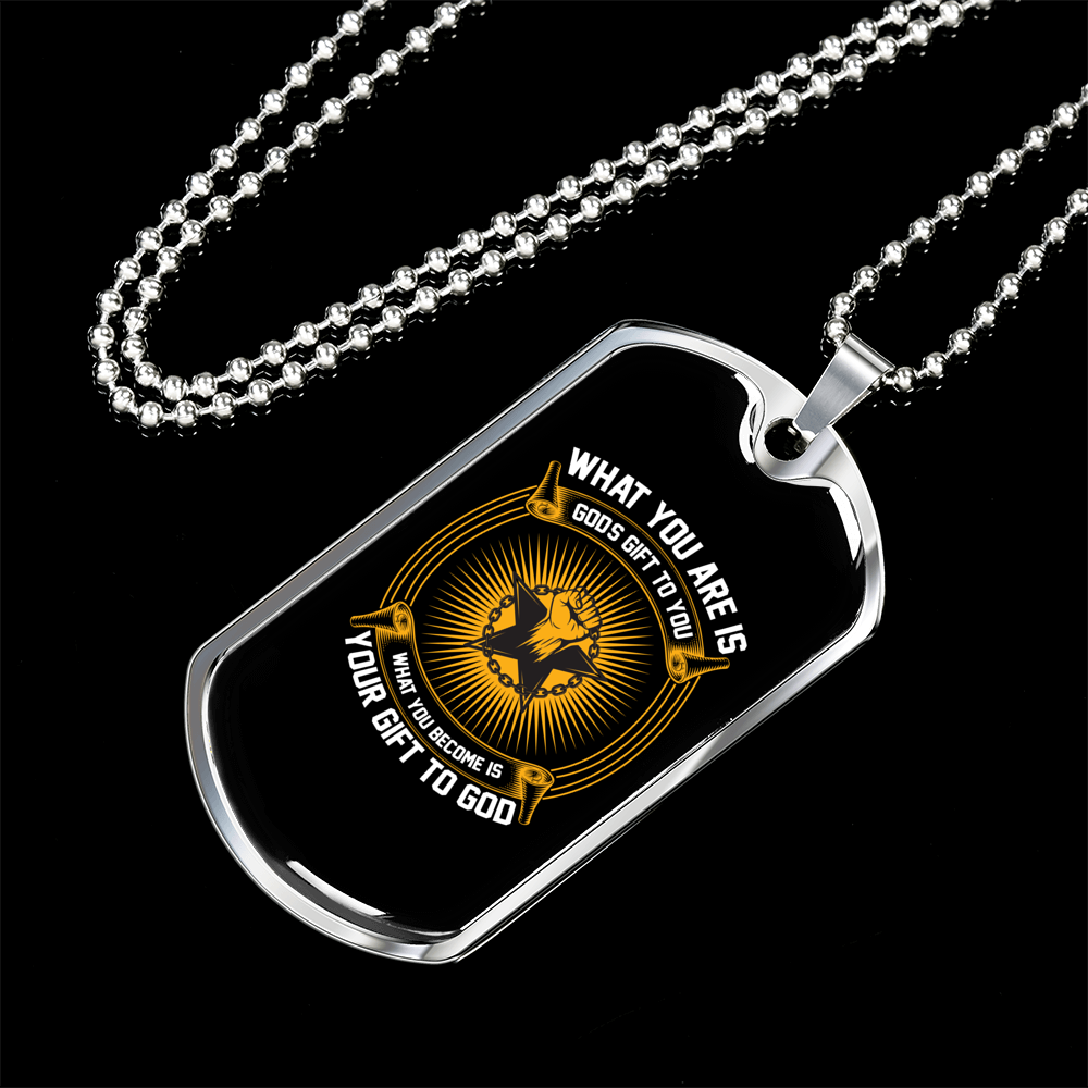 Your Gift To God Christian Necklace Stainless Steel or 18k Gold Dog Tag 24" Chain-Express Your Love Gifts