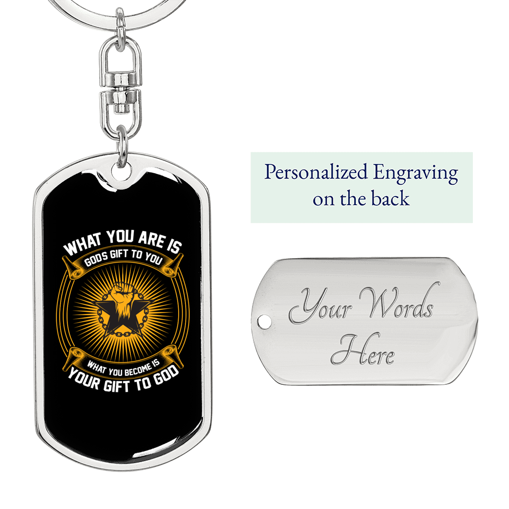 Your Gift To God Keychain Stainless Steel or 18k Gold Dog Tag Keyring-Express Your Love Gifts