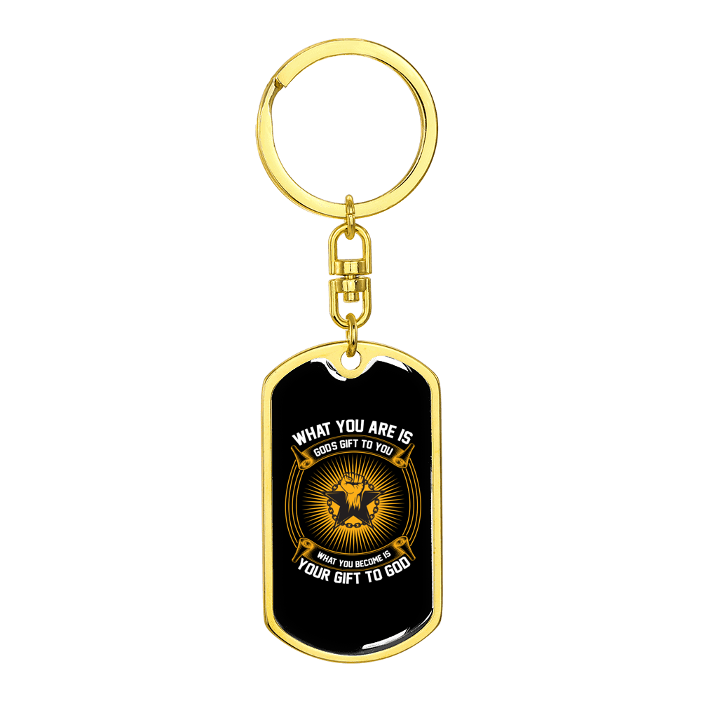 Your To God Stainless Steel or 18k Gold Premium Swivel Dog Tag Keychain