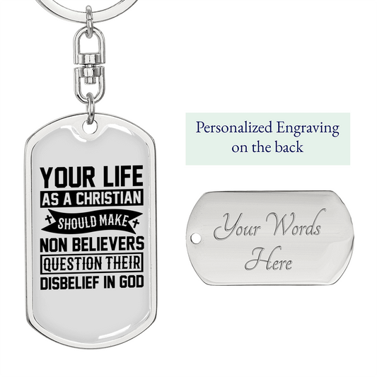 Your Life As A Keychain Stainless Steel or 18k Gold Dog Tag Keyring-Express Your Love Gifts