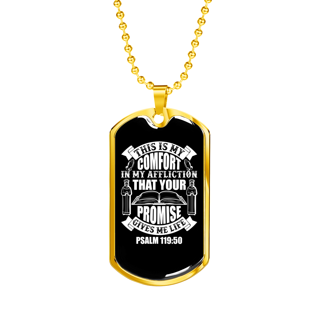 Your Promise Gives Life Christian Necklace Stainless Steel or 18k Gold Dog Tag 24" Chain-Express Your Love Gifts