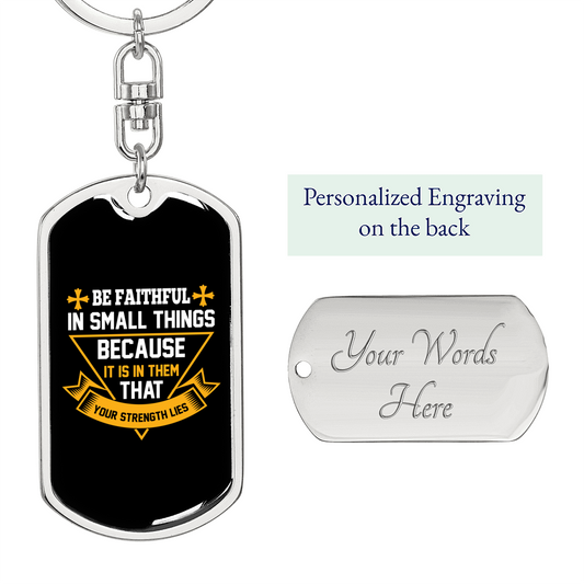 Your Strength Keychain Stainless Steel or 18k Gold Dog Tag Keyring-Express Your Love Gifts