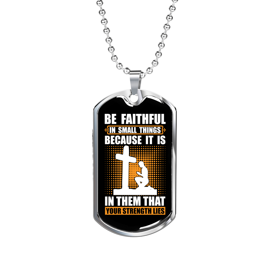 Your Strength Lies Christian Necklace Stainless Steel or 18k Gold Dog Tag 24" Chain-Express Your Love Gifts