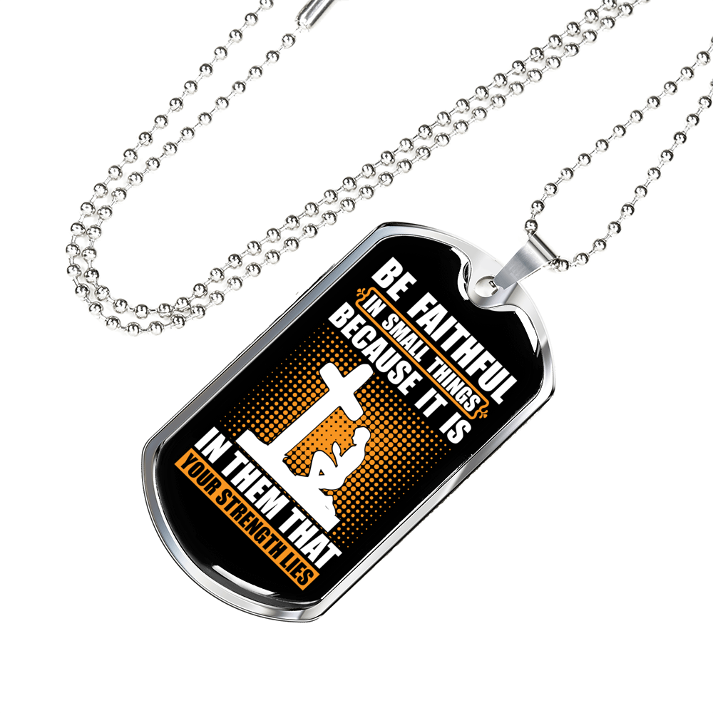 Your Strength Lies Christian Necklace Stainless Steel or 18k Gold Dog Tag 24" Chain-Express Your Love Gifts