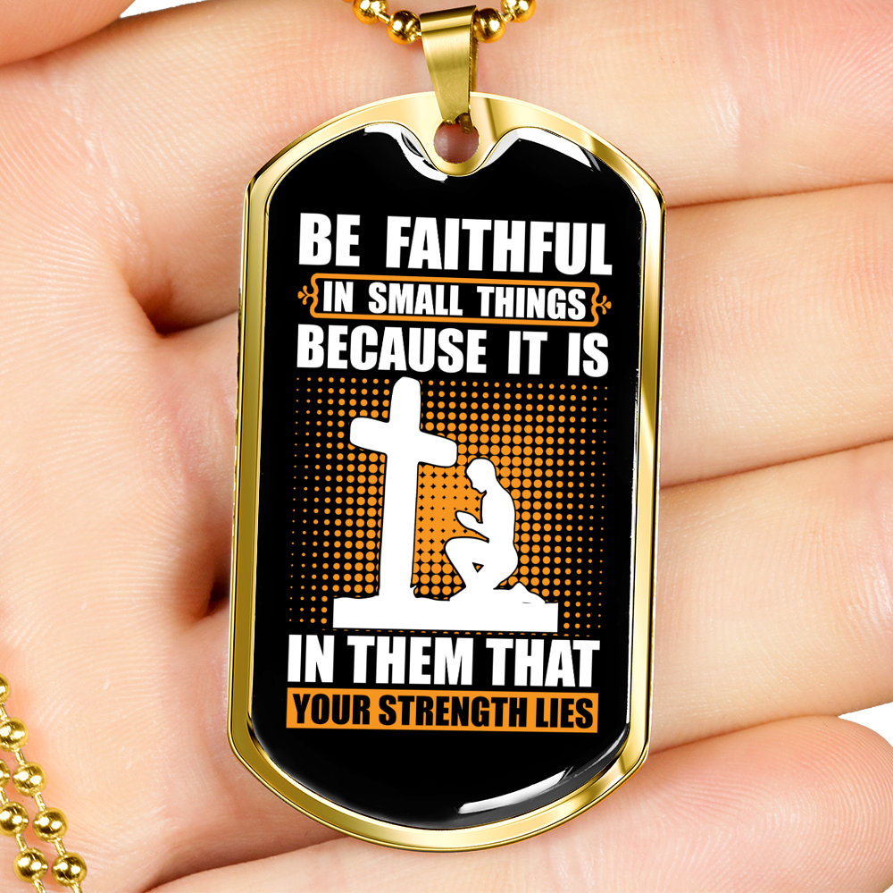 Your Strength Lies Christian Necklace Stainless Steel or 18k Gold Dog Tag 24" Chain-Express Your Love Gifts