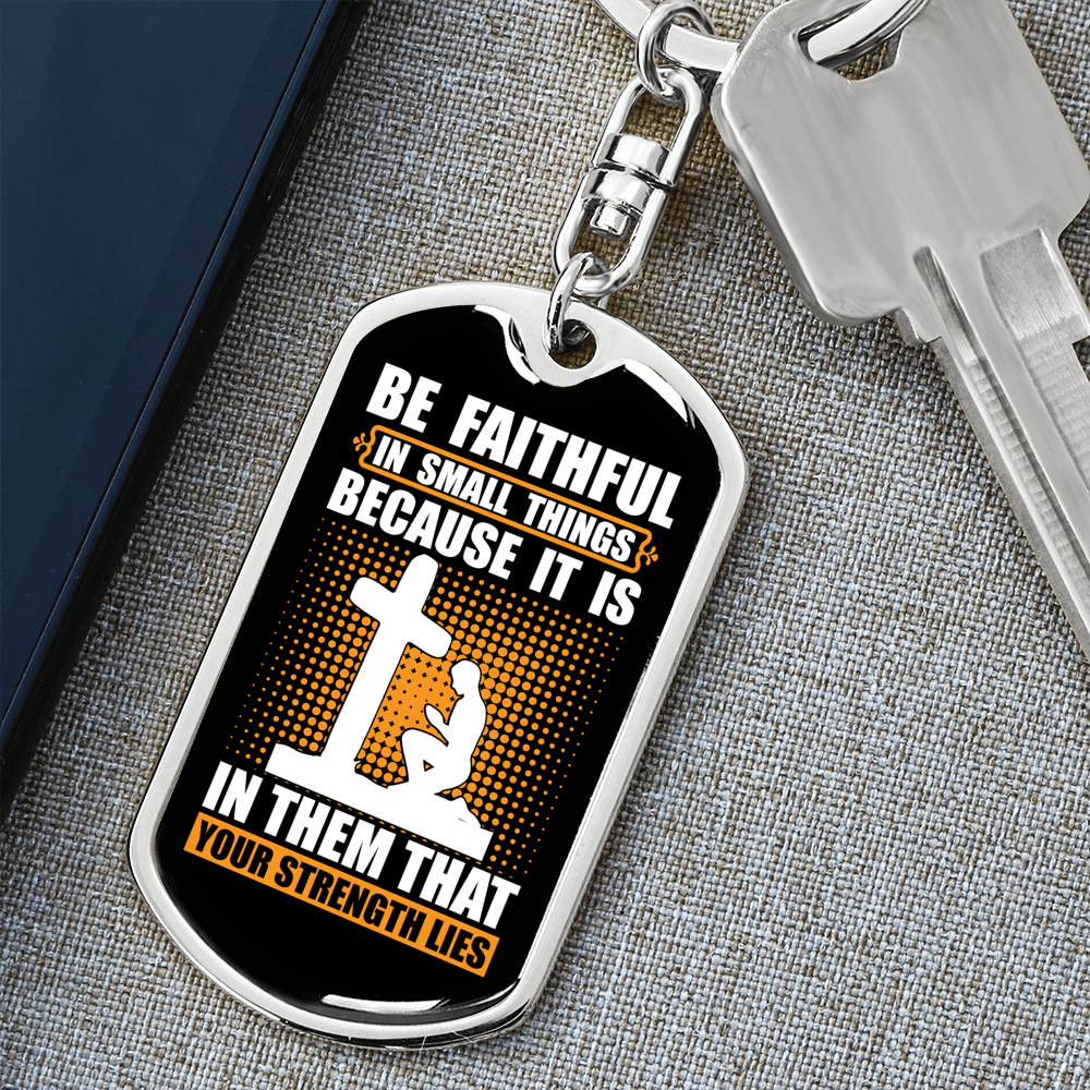 Your Strength Lies Cross Keychain Stainless Steel or 18k Gold Dog Tag Keyring-Express Your Love Gifts