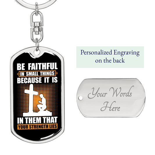 Your Strength Lies Cross Keychain Stainless Steel or 18k Gold Dog Tag Keyring-Express Your Love Gifts