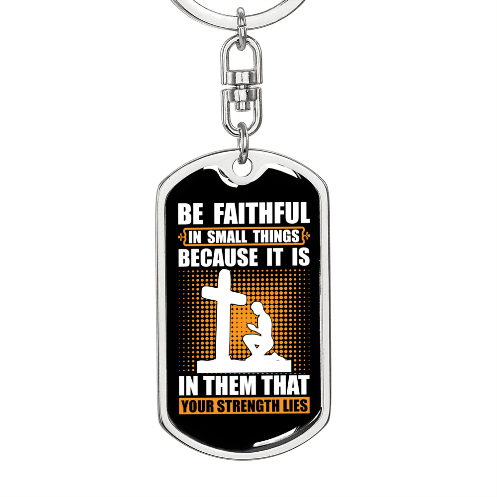 Your Strength Lies Cross Keychain Stainless Steel or 18k Gold Dog Tag Keyring-Express Your Love Gifts