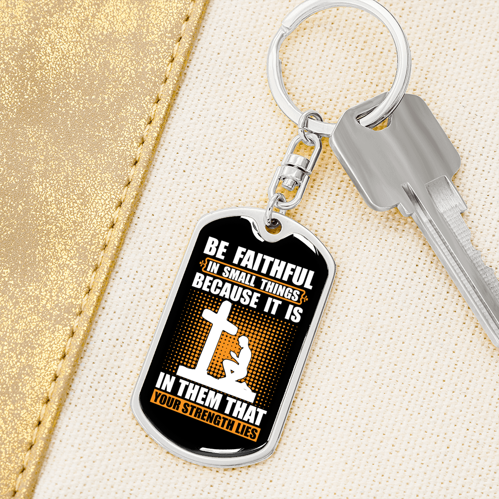 Your Strength Lies Cross Keychain Stainless Steel or 18k Gold Dog Tag Keyring-Express Your Love Gifts