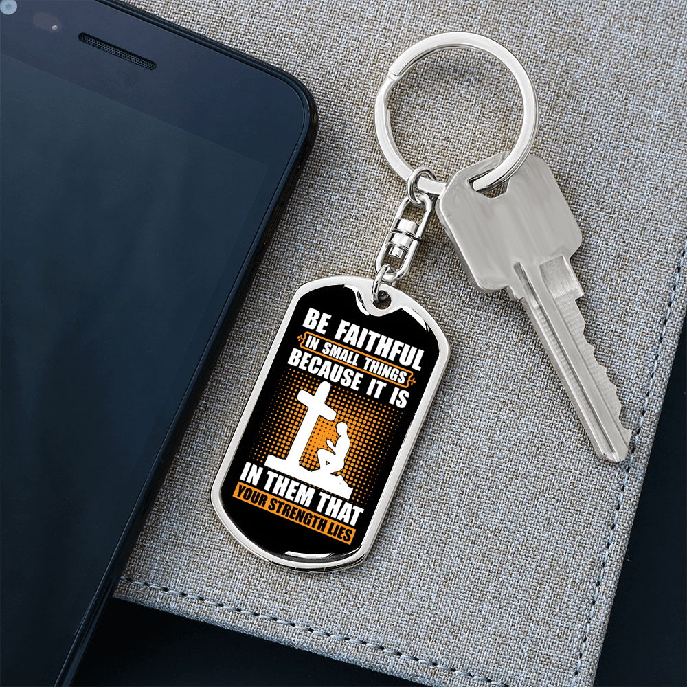 Your Strength Lies Cross Keychain Stainless Steel or 18k Gold Dog Tag Keyring-Express Your Love Gifts