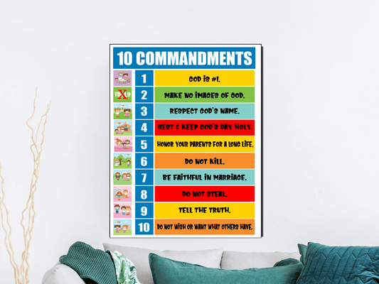 10 Commandments Lessons Home School Poster Illustrations Premium Matte Vertical-Express Your Love Gifts