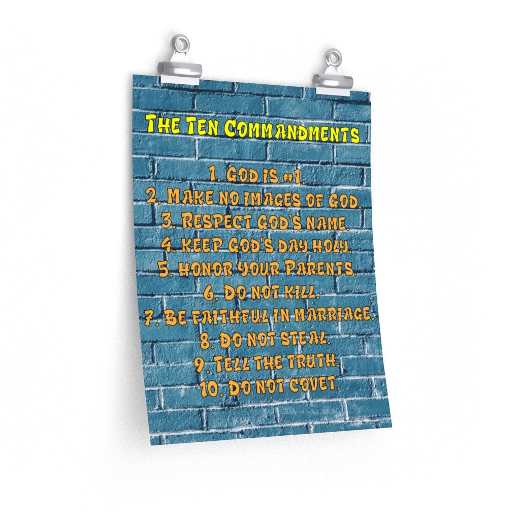 10 Commandments Sunday School Poster Brick Wall Classroom Bible Decor Wall Art Unframed-Express Your Love Gifts