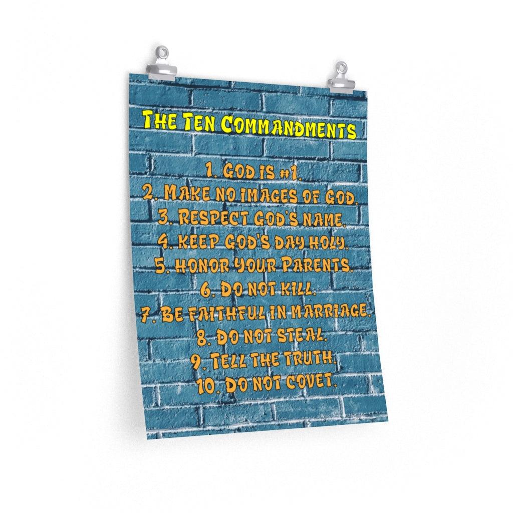 10 Commandments Sunday School Poster Brick Wall Classroom Bible Decor Wall Art Unframed-Express Your Love Gifts