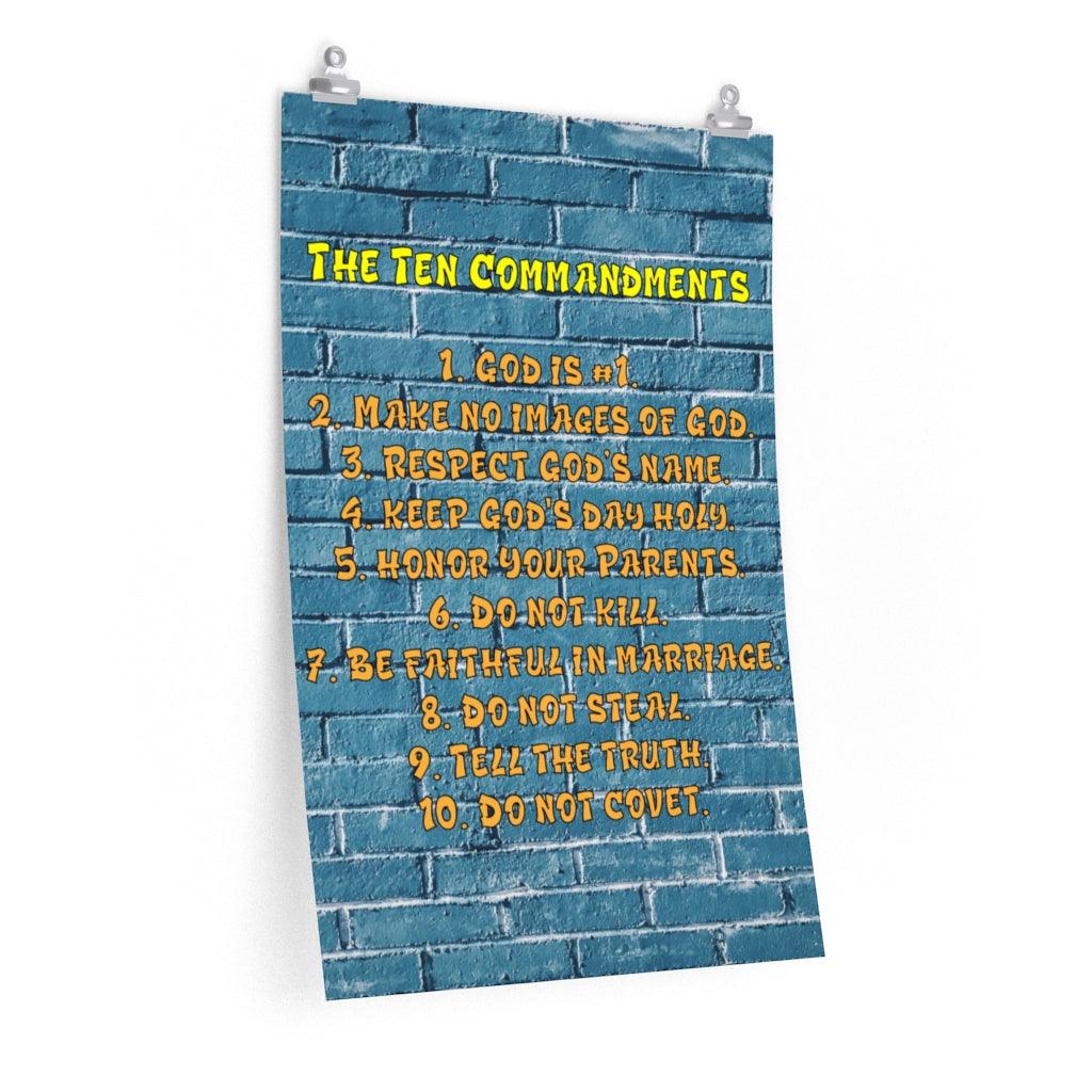 10 Commandments Sunday School Poster Brick Wall Classroom Bible Decor Wall Art Unframed-Express Your Love Gifts
