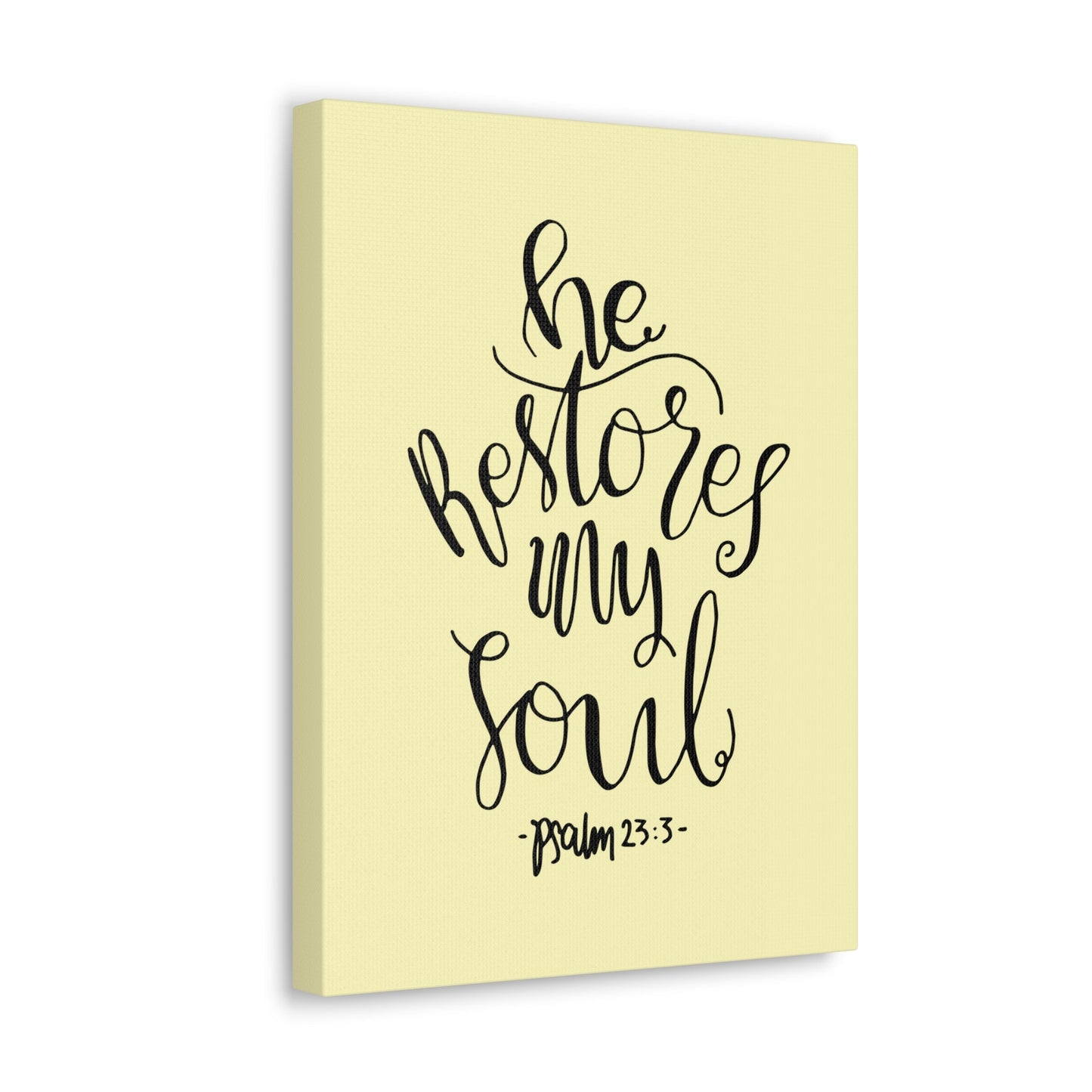 He Restores My Soul Psalm 23:3 Bible Verse Canvas Christian Wall Art Ready To Hang-Express Your Love Gifts