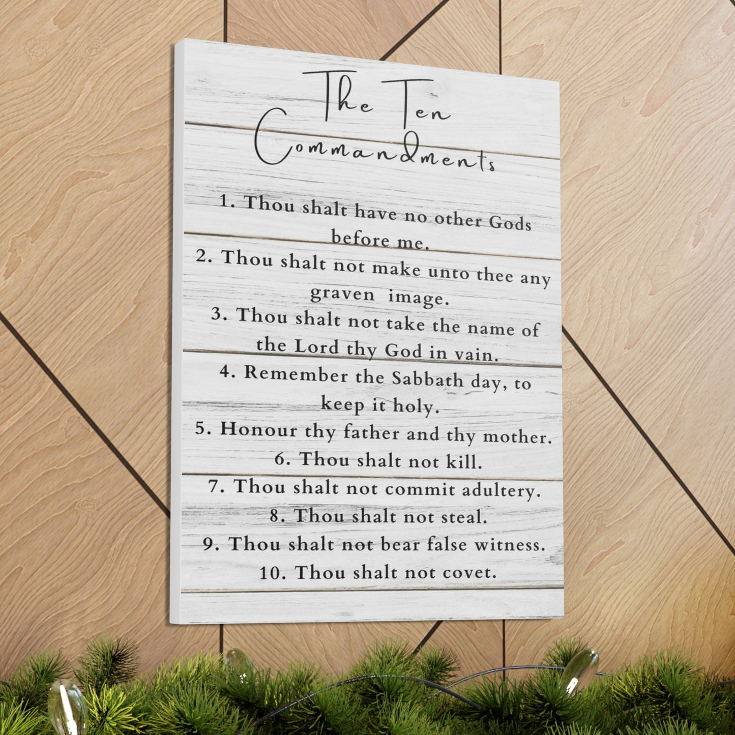 Scripture Canvas Ten Commandments White Christian Wall Art Print Ready to Hang-Express Your Love Gifts