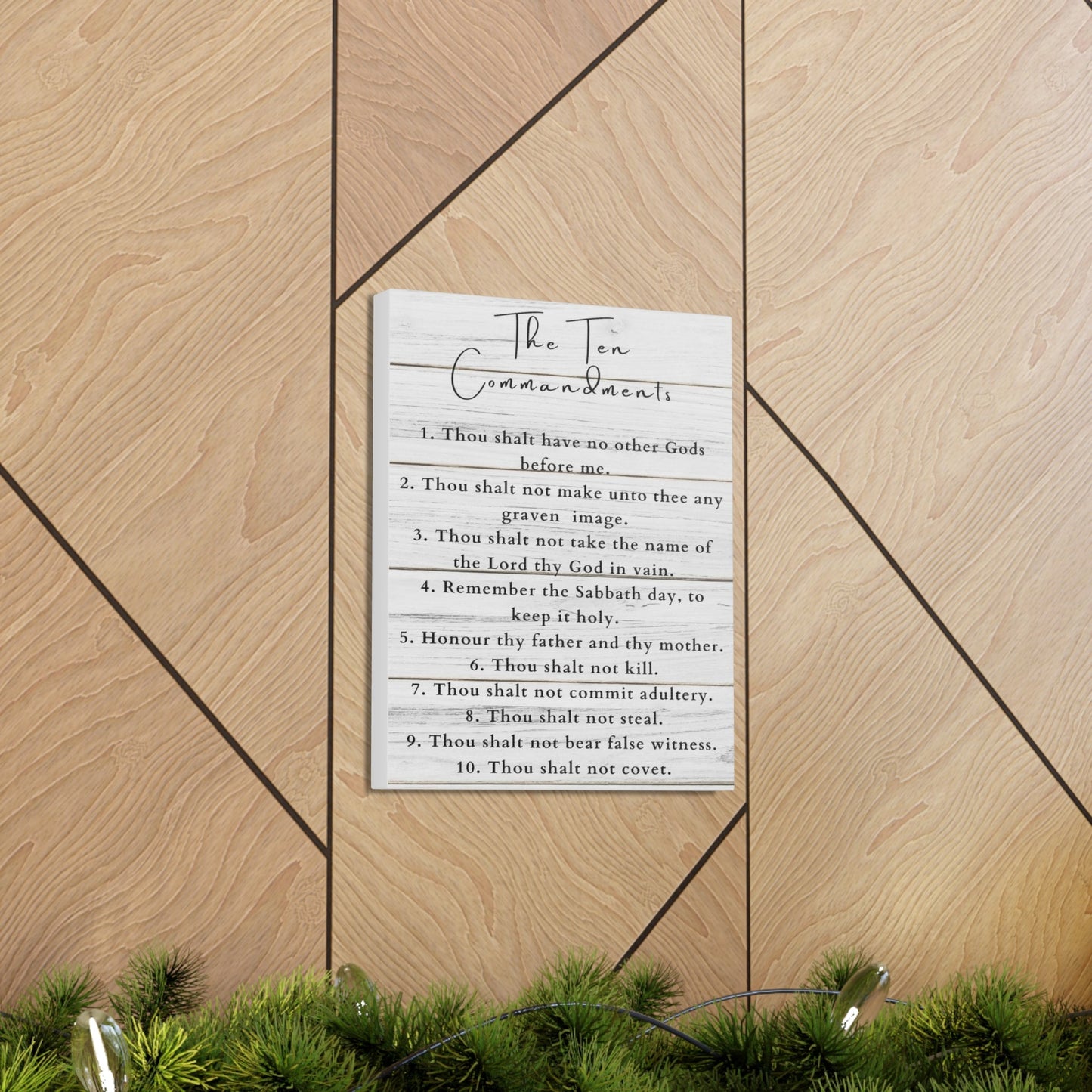 Scripture Canvas Ten Commandments White Christian Wall Art Print Ready to Hang-Express Your Love Gifts